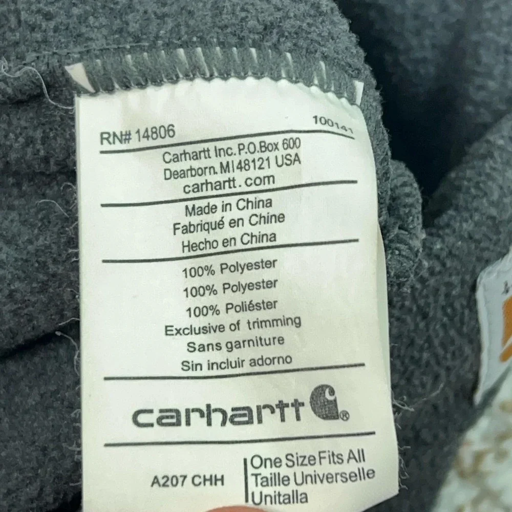 Carhartt Mens Hat Beanie Gray Fleece‎ Thermal One Size Workwear Winter Casual